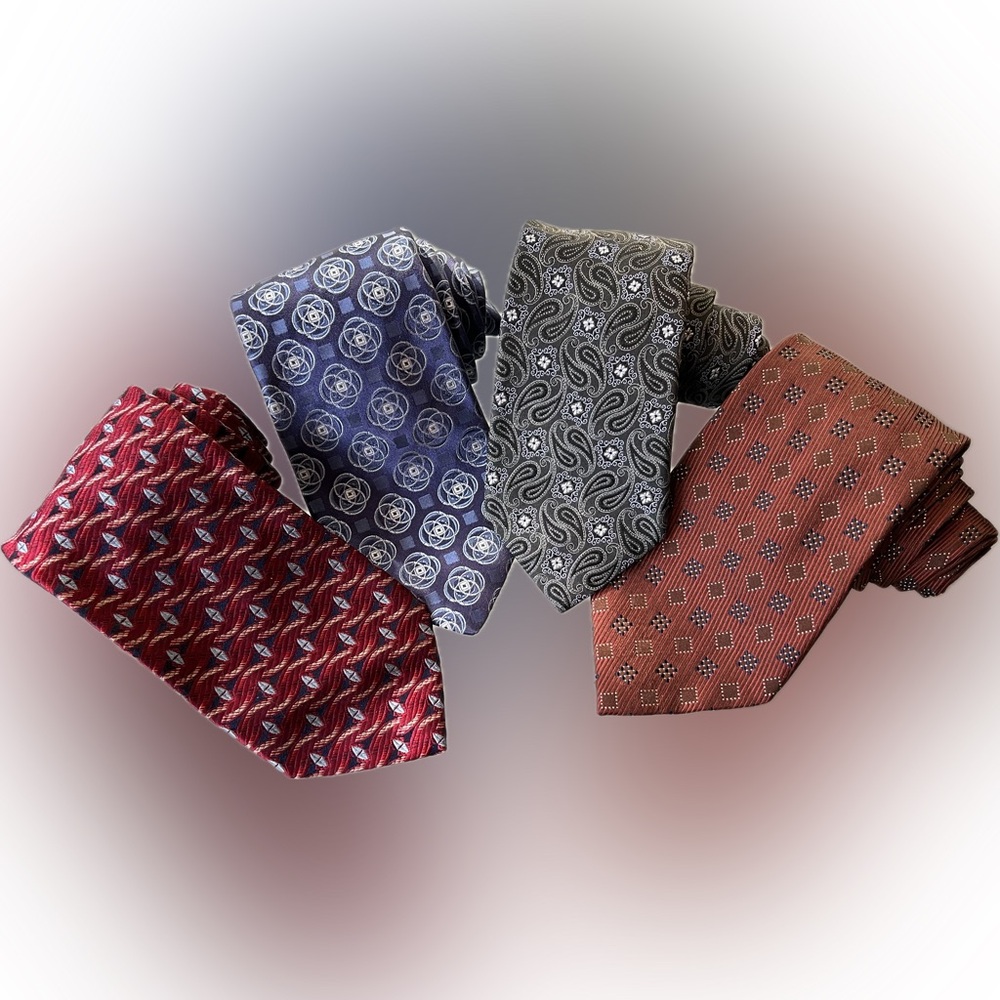 👔4️⃣Bundle of 4 Silk Neck Ties / Neckties by John W. Nordstrom—Standard Length - Picture 3 of 15